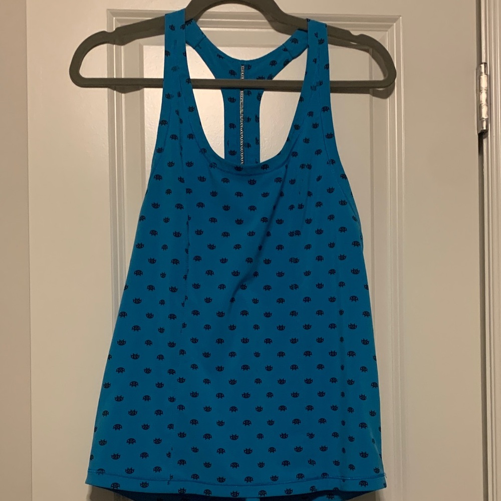Lululemon Unicorn!! Blue Tank Top featuring the Seawheeze Eye pattern, Sz 8, EUC